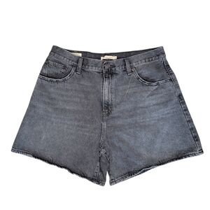 Levi's Charcoal Black Denim "High Baggy Shorts" High-Waisted Jean Shorts Size 32